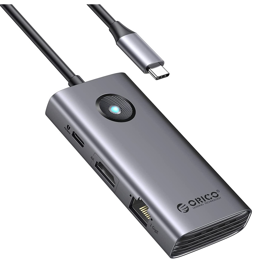 ORICO docking station PW11-6PR, 6 θυρών, USB-C σύνδεση, 100W PD 4K, γκρι