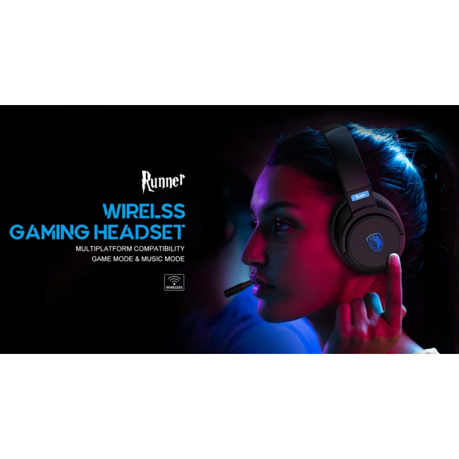 SADES gaming headset Runner, wireless & wired, multiplatform, BT, μαύρο - Image 2