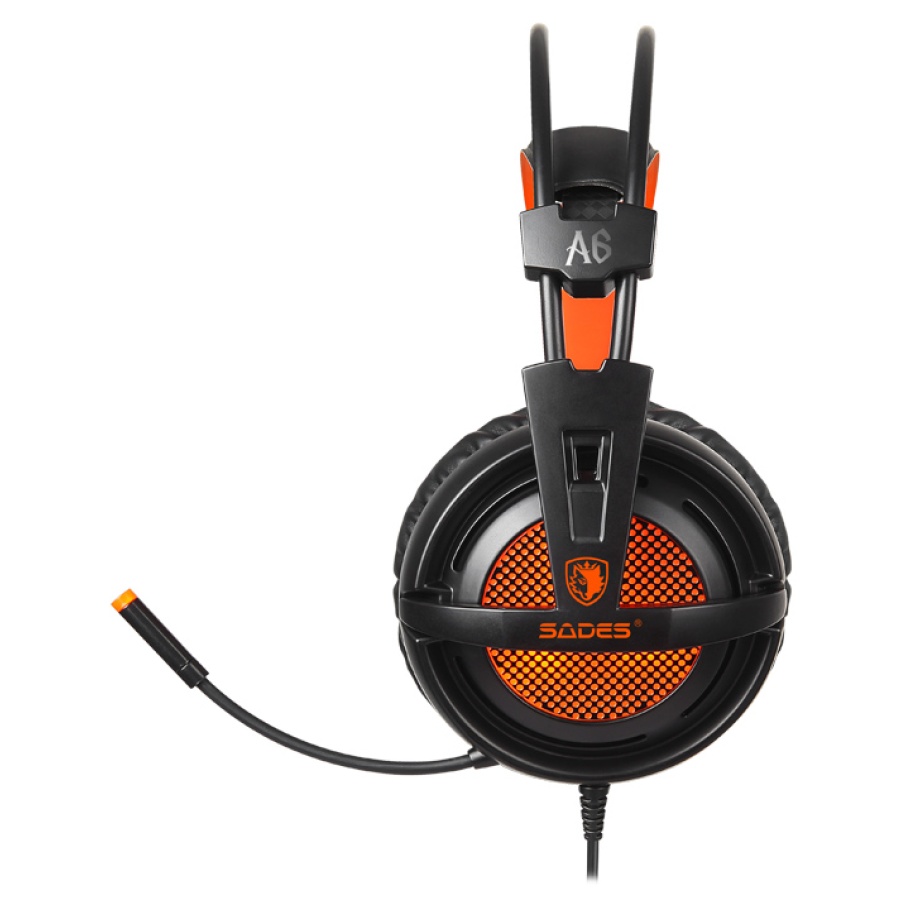 SADES Gaming Headset A6, multiplatform, USB, LED, μαύρα - Image 2