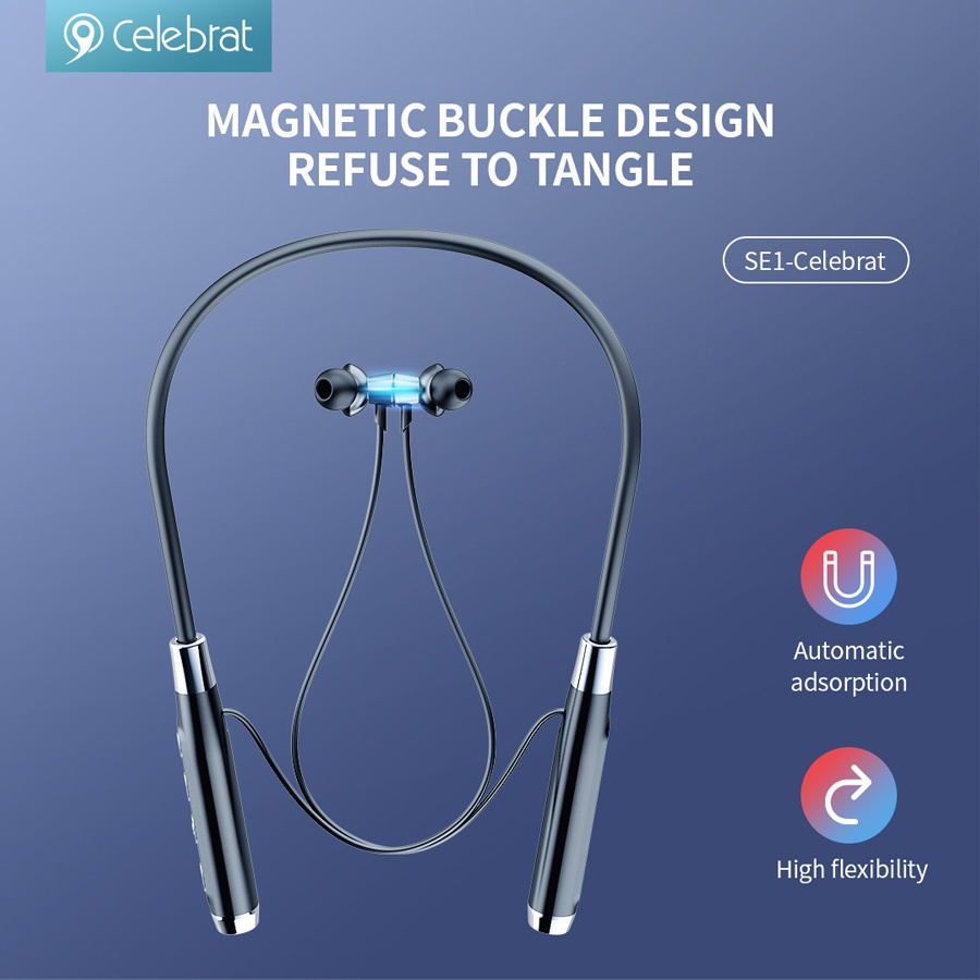 CELEBRAT earphones SE1 με μαγνήτη, Bluetooth, 12mm, 800mAh, μαύρα - Image 4