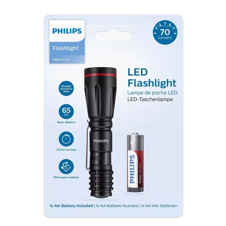 PHILIPS φορητός φακός LED SFL1000P-10, 1000 series, 70lm, μαύρος - Image 2