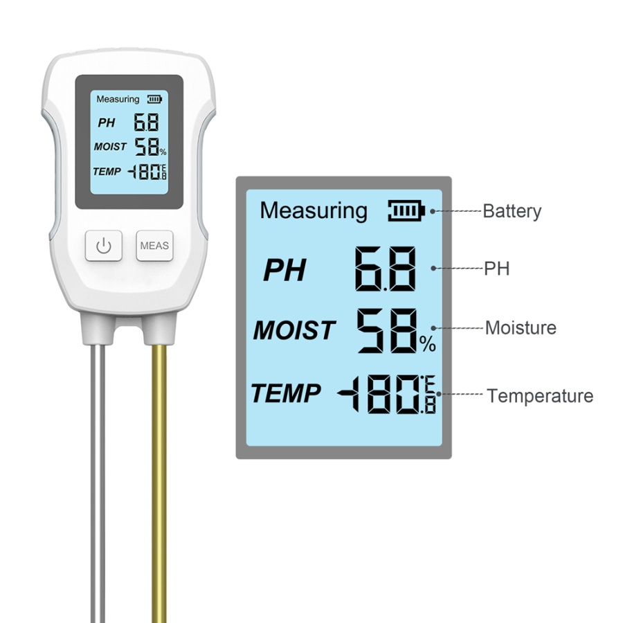 INHOCON 3 σε 1 ψηφιακός μετρητής εδάφους SGS07, PH/υγρασία/θερμοκρασία - Image 3