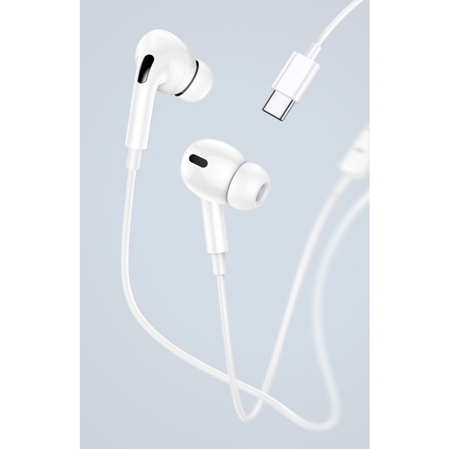 USAMS earphones με μικρόφωνο EP-41, USB Type-C, 10mm, 1.2m, λευκά - Image 5