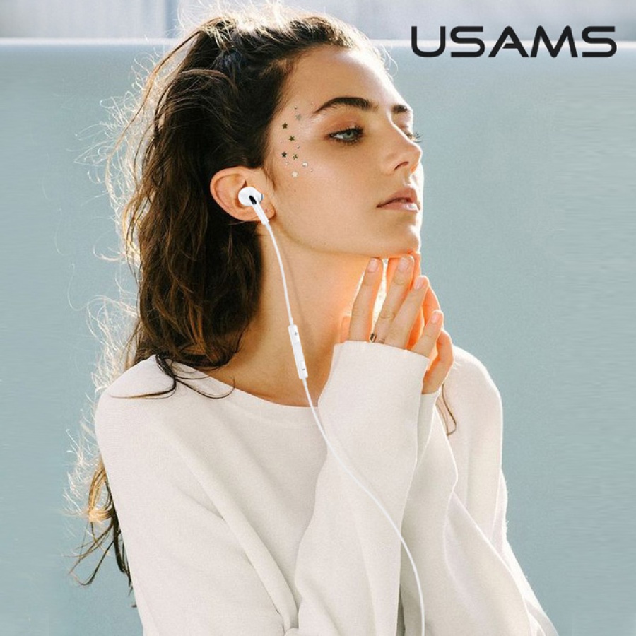 USAMS earphones με μικρόφωνο EP-41, USB Type-C, 10mm, 1.2m, λευκά - Image 6