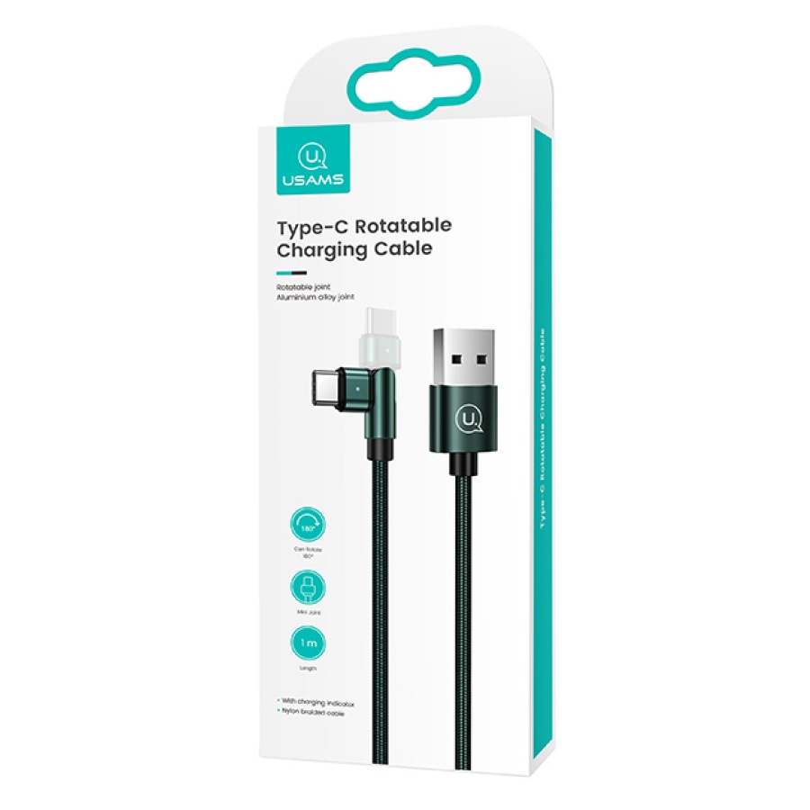 USAMS καλώδιο USB-C σε USB SJ477, περιστρεφόμενο βύσμα, 10W, 1m, πράσινο - Image 3