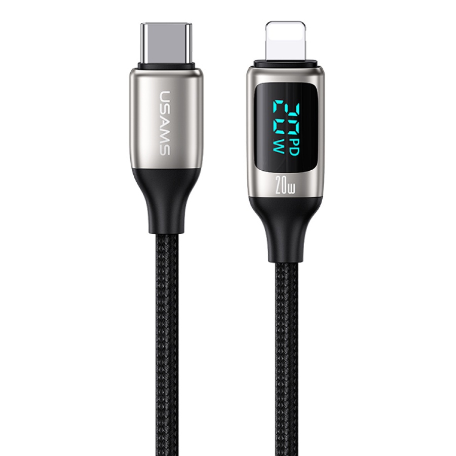 USAMS καλώδιο Lightning σε USB-C US-SJ545, 20W PD, 1.2m, ασημί