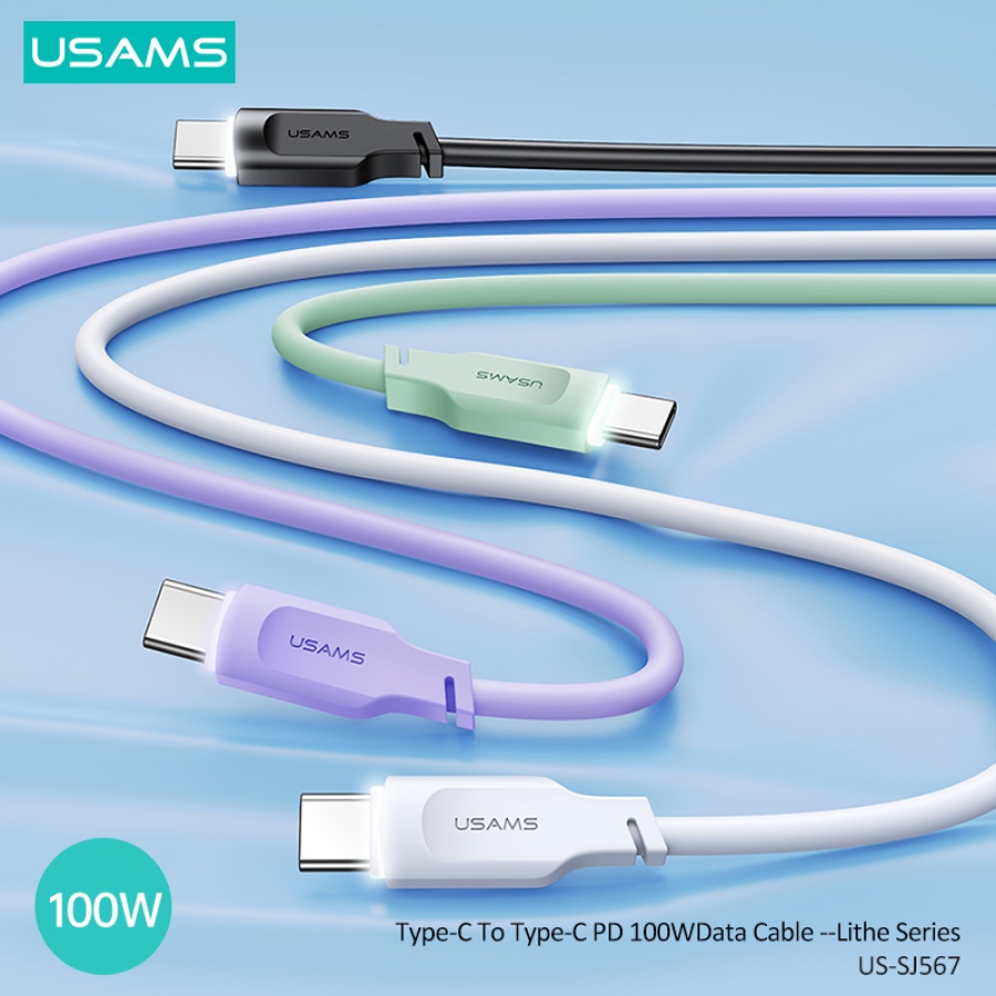 USAMS καλώδιο USB-C σε USB-C US-SJ567, 100W PD, 1.2m, μωβ - Image 2