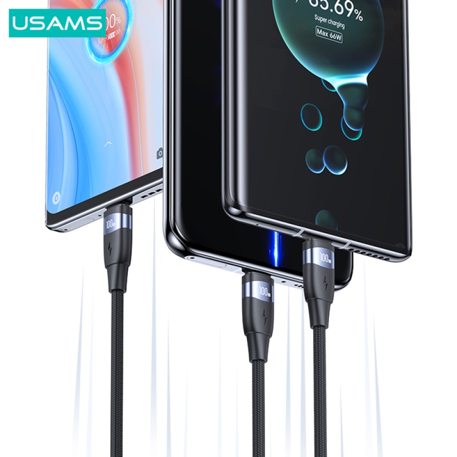 USAMS καλώδιο USB-C σε USB-C US-SJ632, 100W PD, 1.2m, μαύρο - Image 3