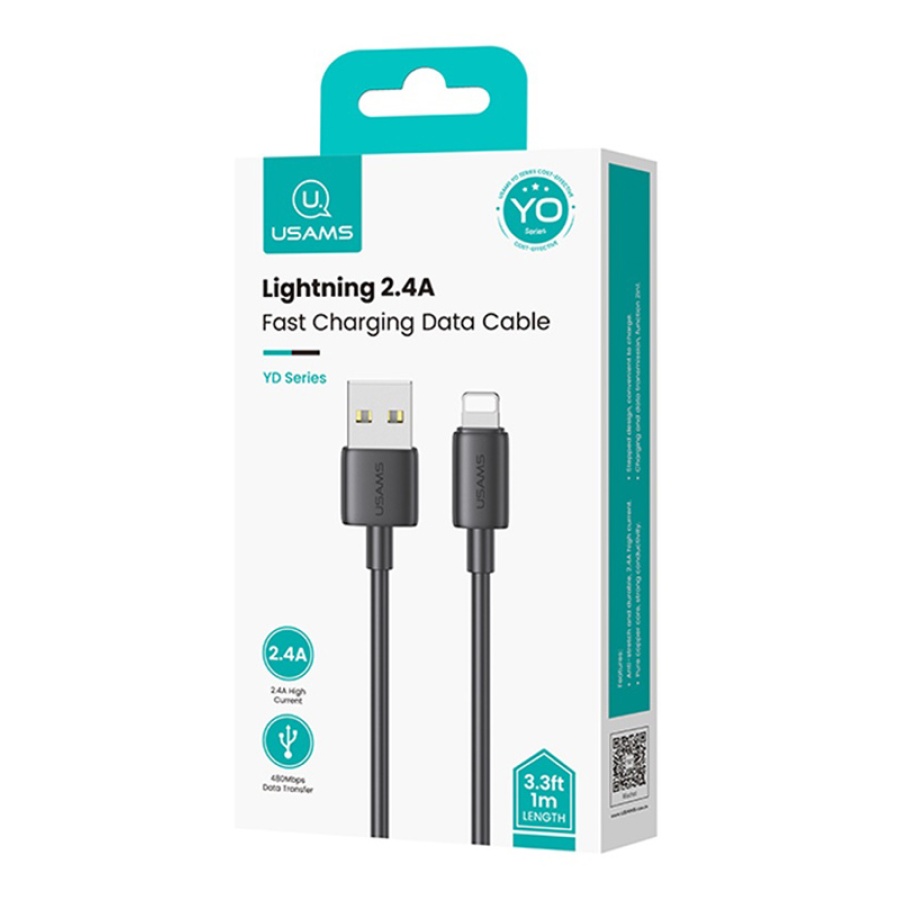 USAMS καλώδιο Lightning σε USB US-SJ709, 12W, 480Mbps, 1m, μαύρο - Image 3