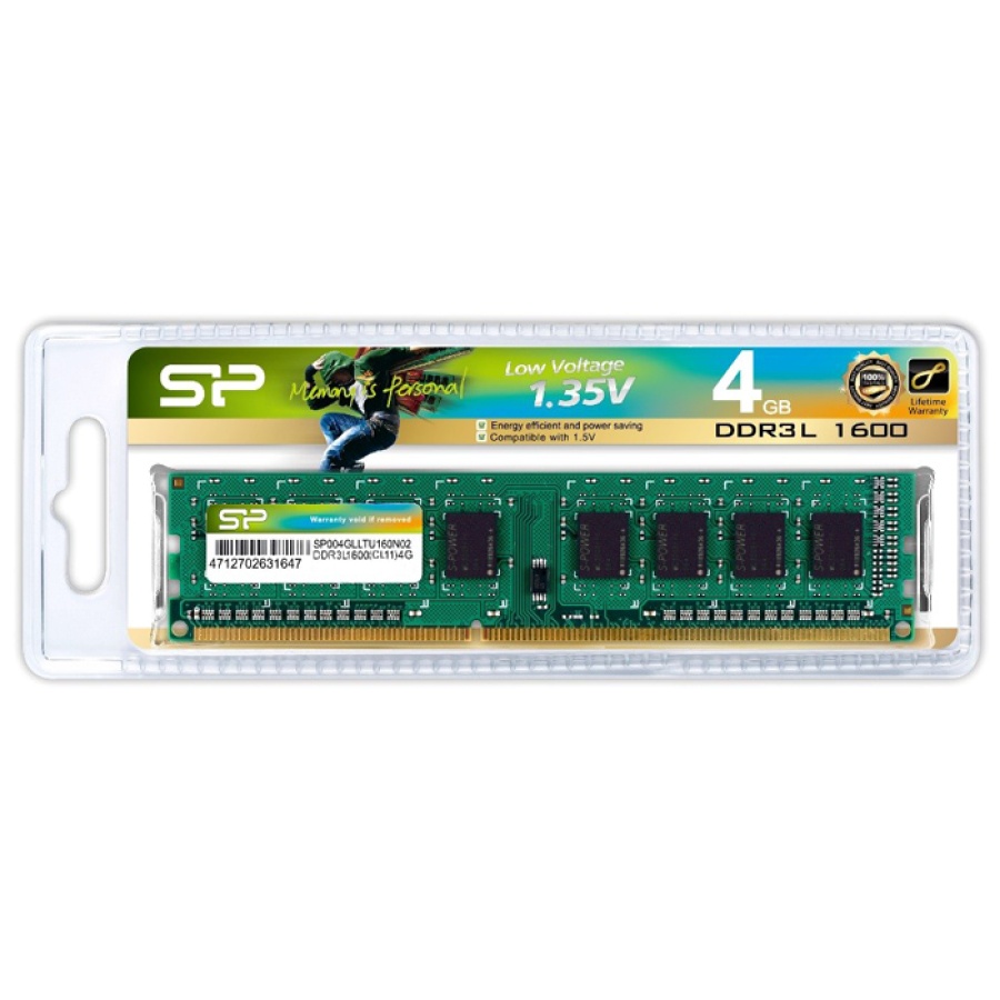 SILICON POWER μνήμη DDR3L UDIMM SP004GLLTU160N02, 4GB, 1600MHz, CL11 - Image 2