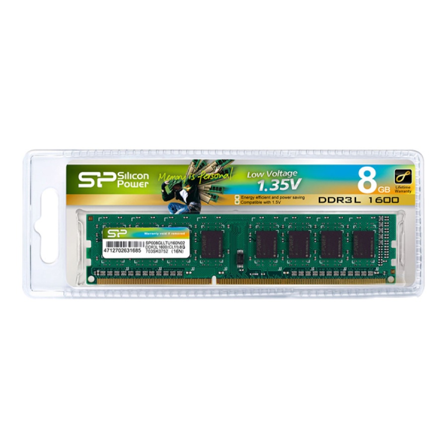 SILICON POWER μνήμη DDR3L UDIMM SP008GLLTU160N02, 8GB, 1600MHz, CL11 - Image 2