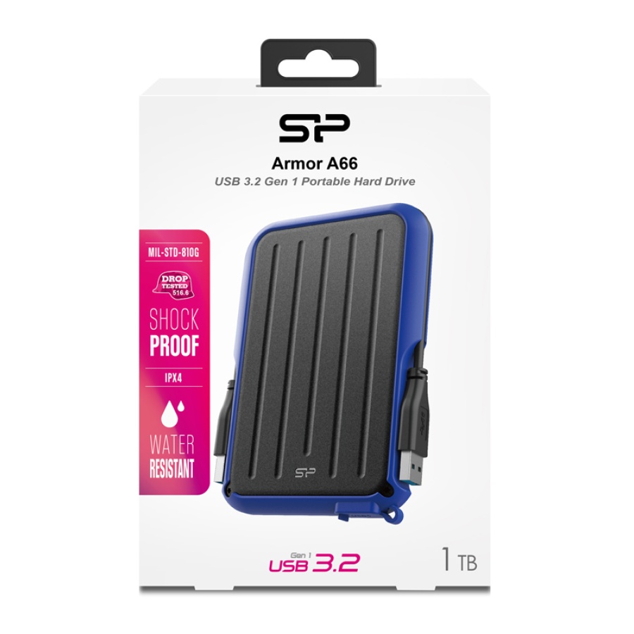 SILICON POWER εξωτερικός HDD Armor A66, 1TB, USB 3.2, μπλε - Image 4