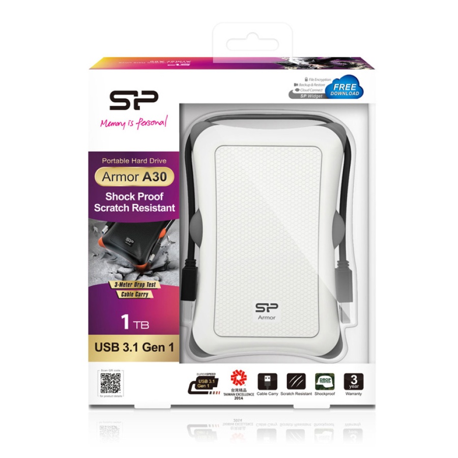 SILICON POWER εξωτερικός HDD Armor A30, 1TB, USB 3.2, λευκός - Image 3