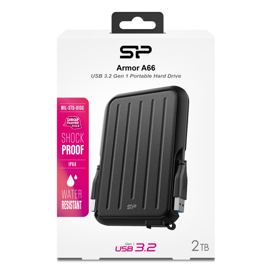 SILICON POWER εξωτερικός HDD Armor A66, 2TB, USB 3.2, μαύρος - Image 2