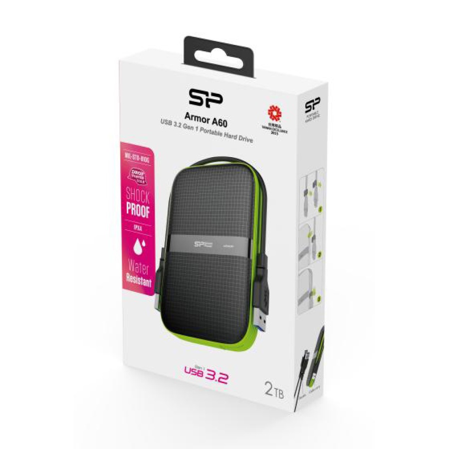 SILICON POWER εξωτερικός HDD Armor A60, 2TB, USB 3.2, πράσινος - Image 4