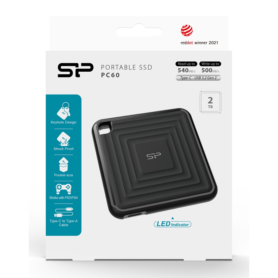 SILICON POWER εξωτερικός SSD PC60, 2TB, USB 3.2, 540-500MB/s, μαύρος - Image 6