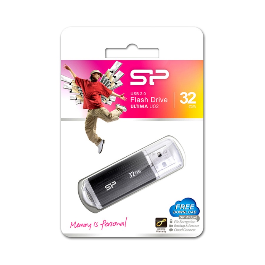 SILICON POWER USB Flash Drive Ultima U02, 32GB, USB 2.0, μαύρο - Image 2