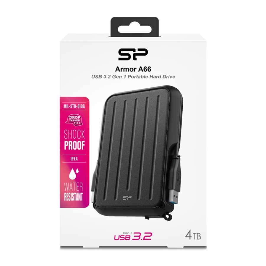 SILICON POWER εξωτερικός HDD Armor A66, 4TB, USB 3.2, μαύρος - Image 4