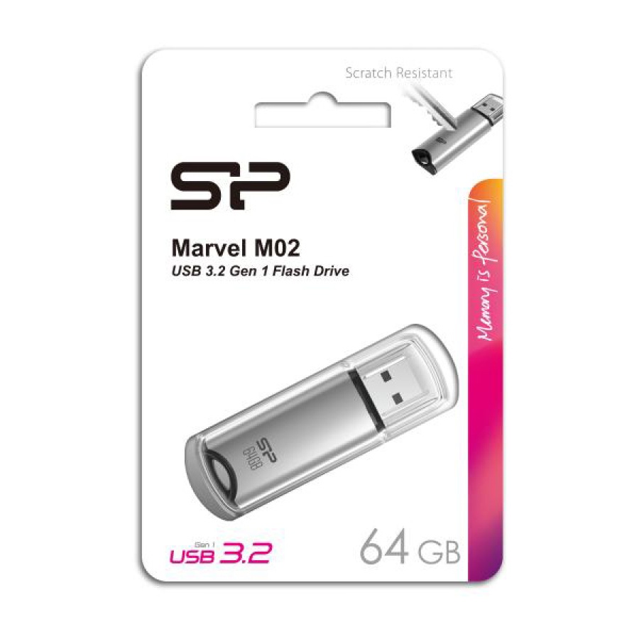 SILICON POWER USB Flash Drive Marvel M02, 64GB, USB 3.2, γκρι - Image 2