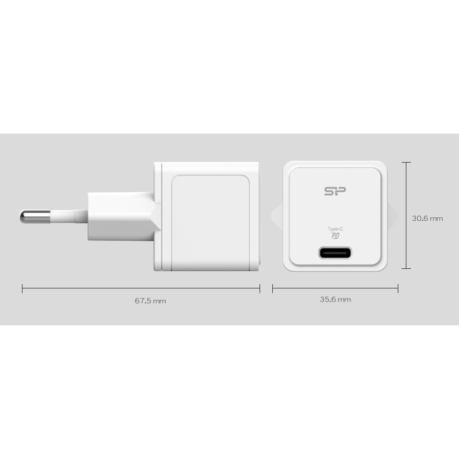 SILICON POWER φορτιστής τοίχου SP20WASYQM121PCW, USB-C, PD 20W, λευκός - Image 3