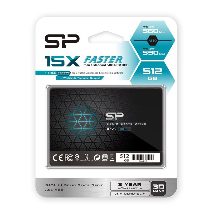 SILICON POWER SSD A55 512GB, 2.5", SATA III, 500-450MB/s, 7mm - Image 3