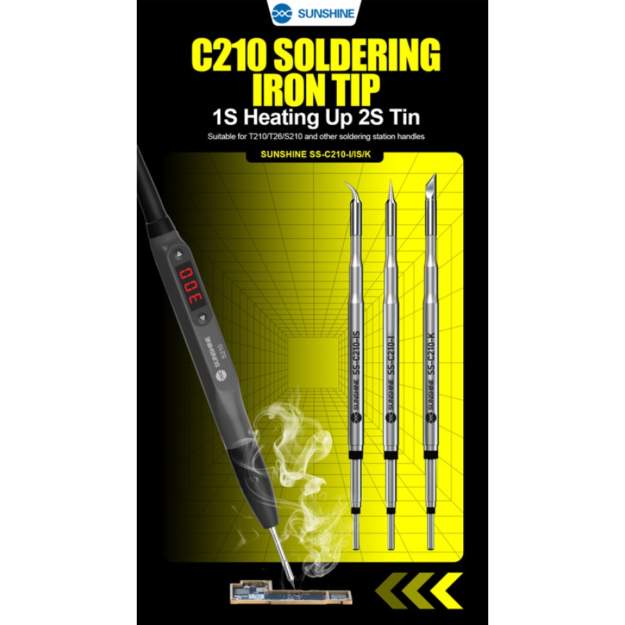 SUNSHINE soldering iron tip SS-C210 τύπου K, για T210, 80mm - Image 2