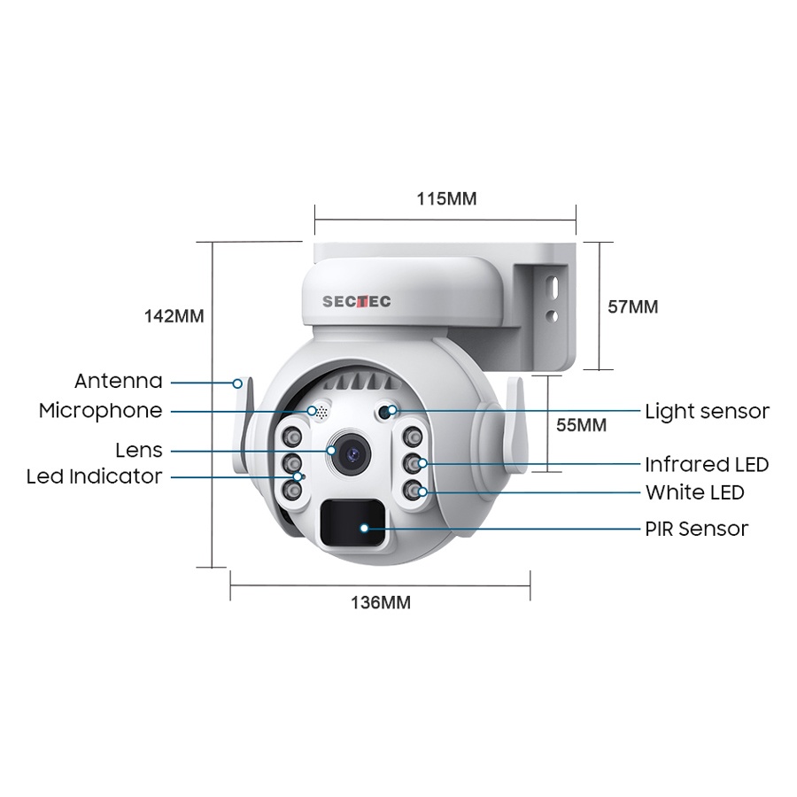 SECTEC smart ηλιακή κάμερα ST-515C-3M-5W, 3MP, WiFi, SD, PTZ, IP65 - Image 4