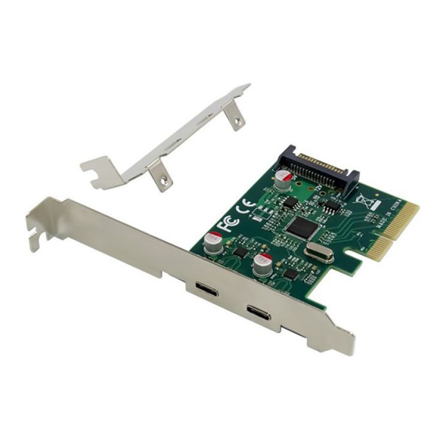 POWERTECH κάρτα επέκτασης PCIe σε 2x USB-C ST614, ASM1142