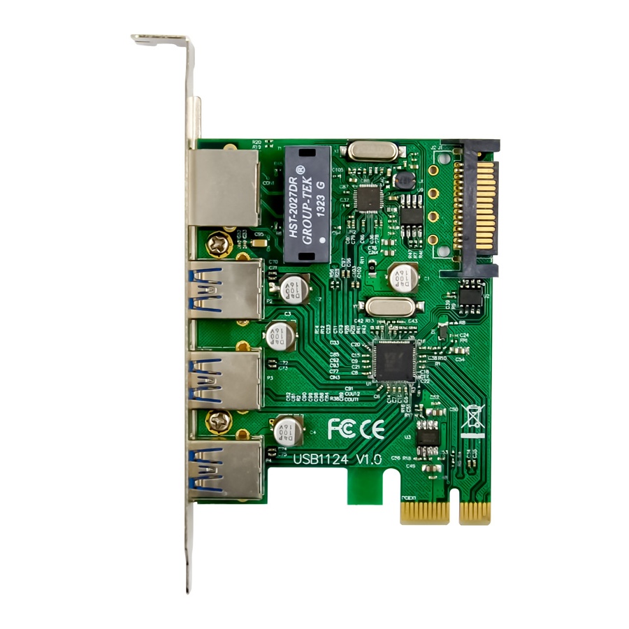 POWERTECH κάρτα επέκτασης PCIe σε USB 3.0 & GbE LAN ST642, VL805&RTL8153 - Image 2