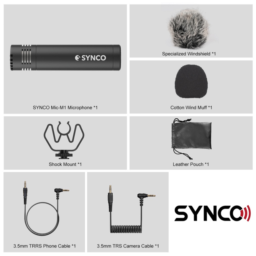 SYNCO μικρόφωνο για κάμερα SY-M1-BK, δυναμικό, 3.5mm, shock mount, μαύρο - Image 7