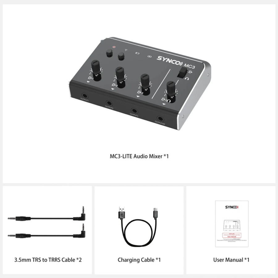 SYNCO μίκτης ήχου MC3-LITE, 4 καναλιών, Bluetooth, 500mAh, γκρι - Image 6