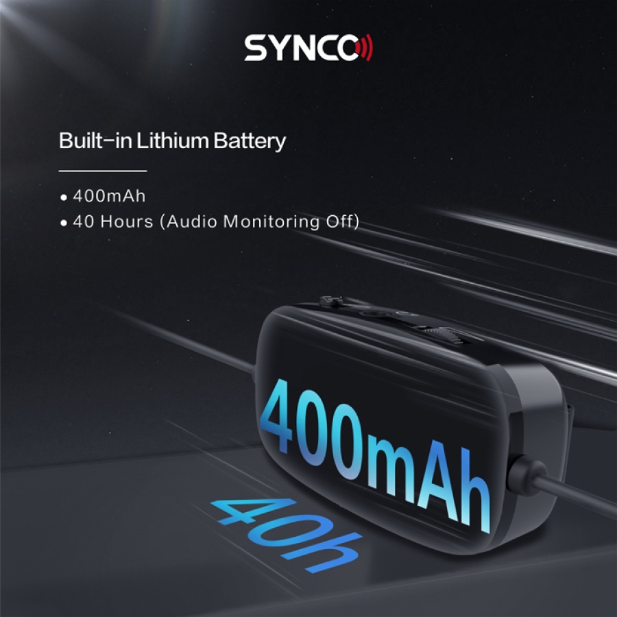 SYNCO μικρόφωνο Lav-S6M2, clip-on, omnidirectional, 3.5mm, 400mAh, μαύρο - Image 6