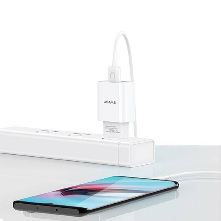 USAMS φορτιστής τοίχου T21OCLN01 με καλώδιο Lightning, USB 2.1A, λευκός - Image 2