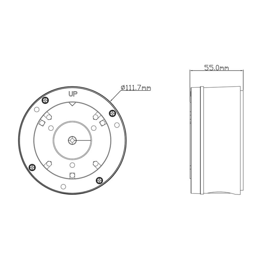 TVT βάση κάμερας TD-YXH0103, μεταλλική, IP65, Φ112 x 55mm, λευκή - Image 2