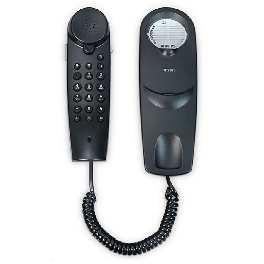 PHILIPS ενσύρματο τηλέφωνο TD2801B/00, επιτραπέζιο ή επιτοίχιο, μαύρο - Image 3