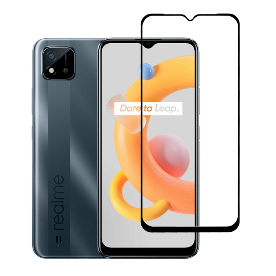 POWERTECH tempered glass 5D TGC-0578, Realme C11, full glue, μαύρο