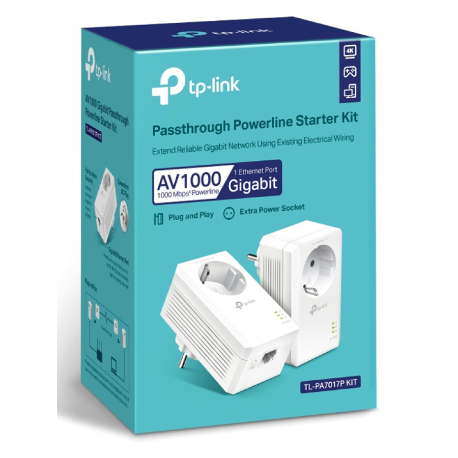 TP-LINK Powerline kit TL-PA7017P, Passthrough, AV1000 Gigabit, Ver. 4.0 - Image 5