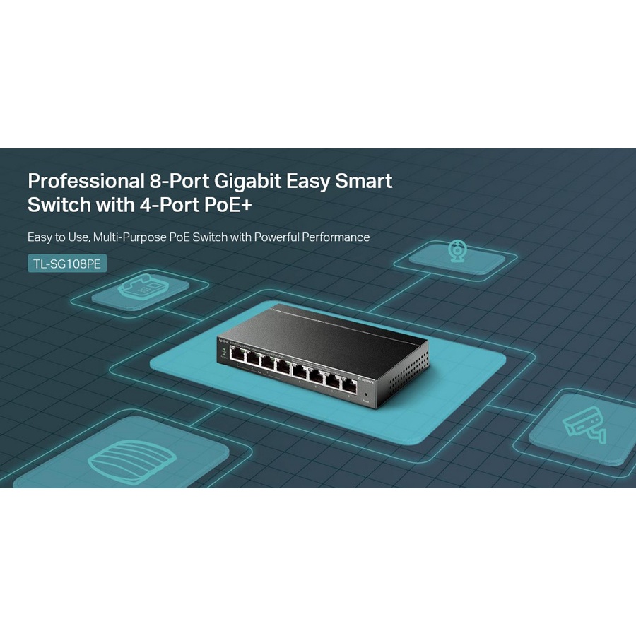 TP-LINK Easy Smart Switch TL-SG108PE, 8-Port Gbit, 4-Port PoE, Ver. 5.0 - Image 4