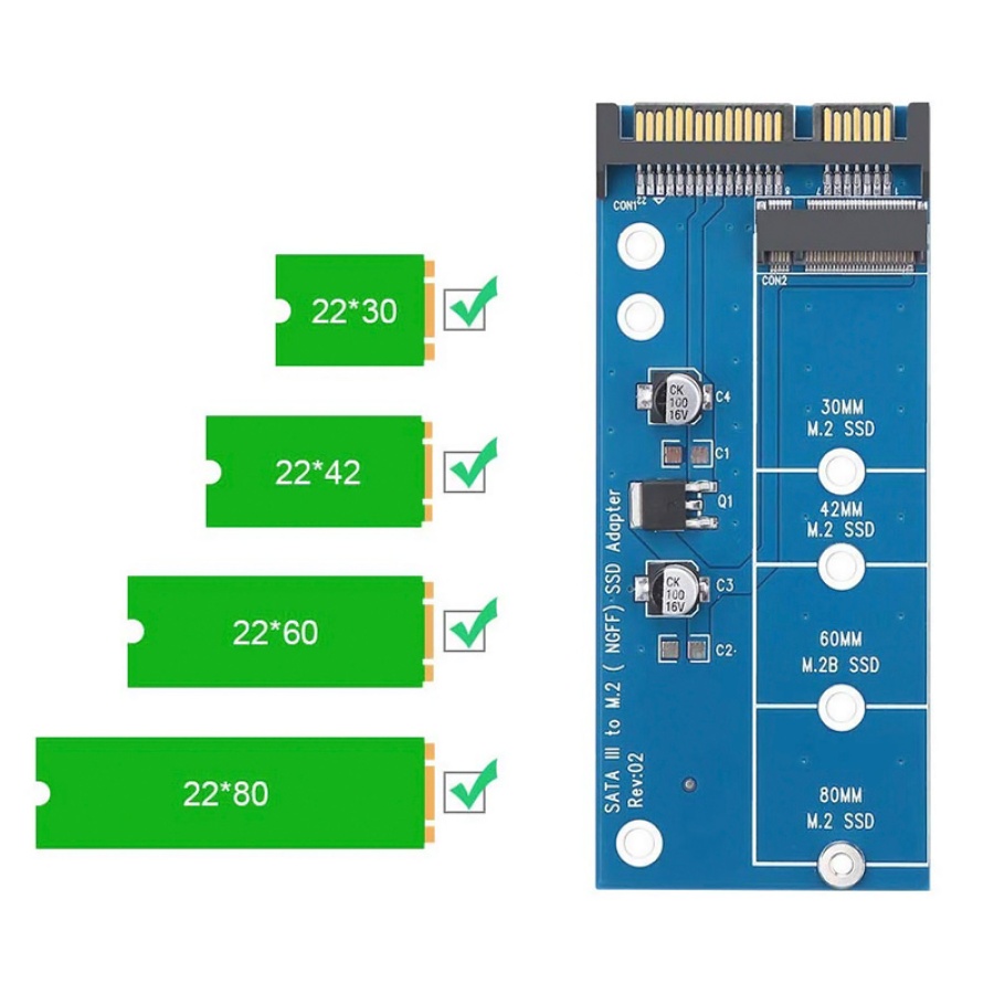 POWERTECH Converter SATA 22pin σε M.2 SSD TOOL-0019, 2230/2242/2260/2280 - Image 2