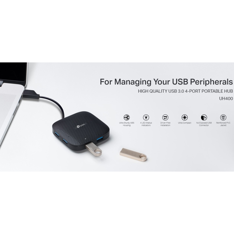 TP-LINK USB hub UH400, 4x θυρών, 5Gbps, USB σύνδεση, μαύρο, Ver. 3.0 - Image 6