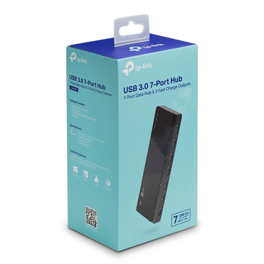 TP-LINK USB hub UH700, 7x θυρών, 5Gbps, 5V/1.5A, USB σύνδεση, μαύρο - Image 5