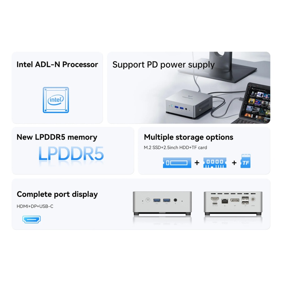 MINISFORUM mini PC UN100L, Intel CPU N100, 16/512GB SSD, Windows 11 Pro - Image 4