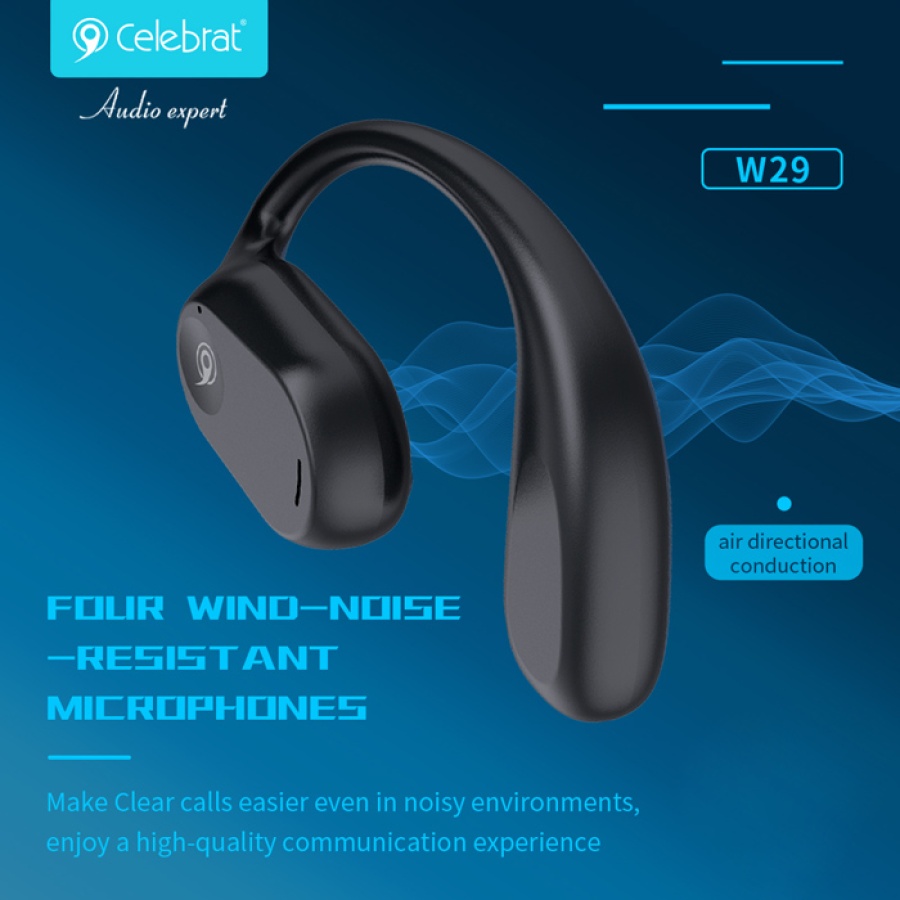 CELEBRAT earphones με θήκη φόρτισης W29, Open Wearable Stereo, μαύρα - Image 4