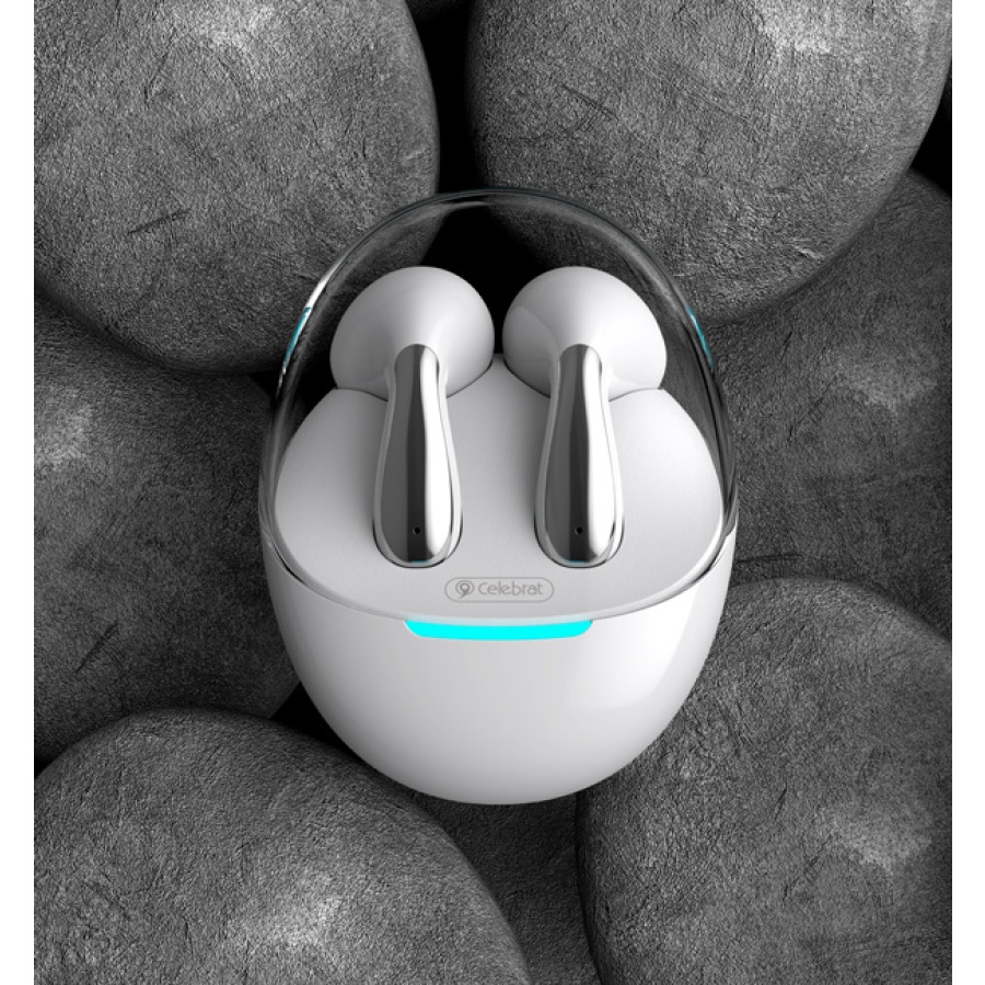 CELEBRAT earphones με θήκη φόρτισης W51, True Wireless, Φ13mm, λευκά - Image 2