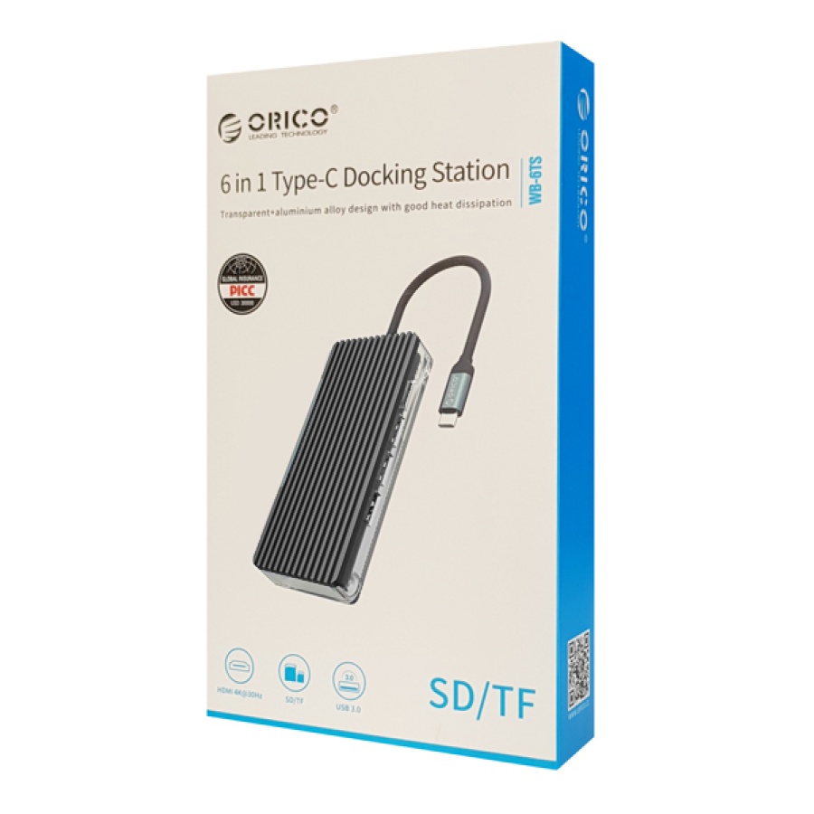 ORICO docking station WB-6TS, 6 θυρών, USB-C σύνδεση, 4K, γκρι - Image 7