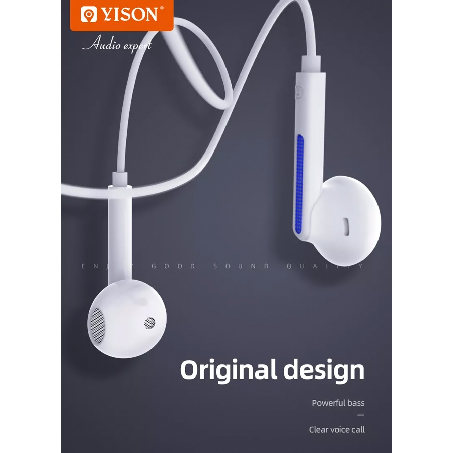 YISON earphones με μικρόφωνο X4, 3.5mm σύνδεση, Φ14mm, 1.2m, λευκά - Image 2