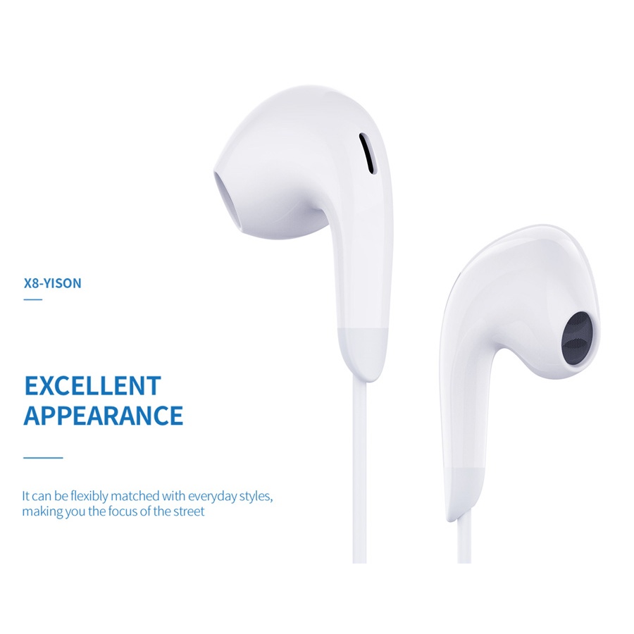 YISON earphones με μικρόφωνο X8, USB-C σύνδεση, Φ13mm, 1.2m, λευκά - Image 3