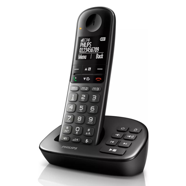 PHILIPS ασύρματο τηλέφωνο XL4951DS/34 ελληνικό μενού, τηλεφωνητής, μαύρο