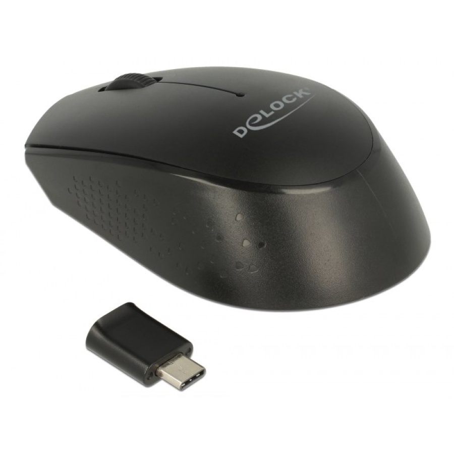 DELOCK ασύρματο ποντίκι 12526, Οπτικό, USB-C receiver, 3-button, μαύρο - Image 2
