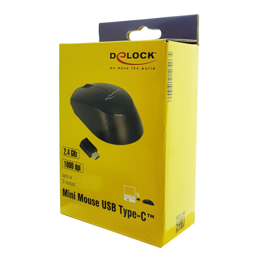DELOCK ασύρματο ποντίκι 12526, Οπτικό, USB-C receiver, 3-button, μαύρο - Image 4